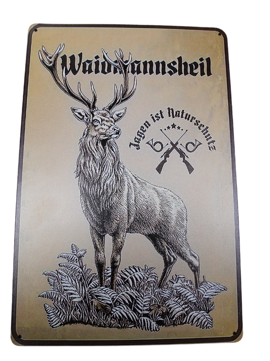 jagdliches Blechschild ca. 20x30 cm