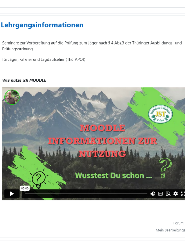 Zugang zur internen MOODLE-Lernplattform der JST